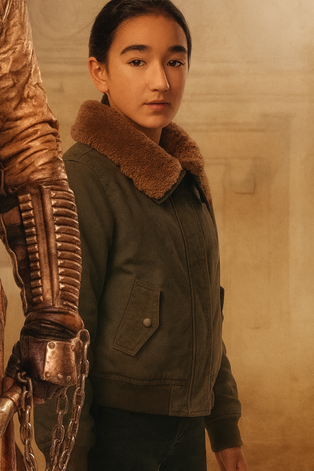 Supergirl Eve Ridley Shearling Bomber Jacket - Image 1